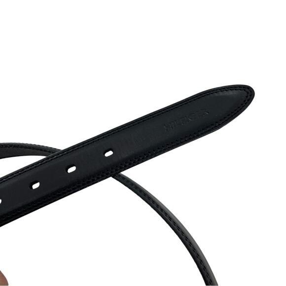 Tommy Hilfiger Men's Black Leather Silver Tone Hardware Belt Size 44 - Picture 8 of 8